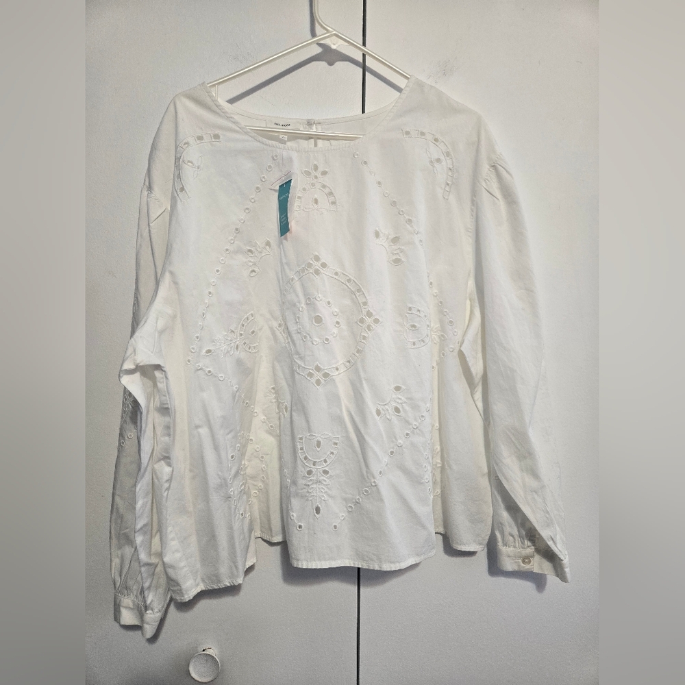 Maurices Women's White Eyelet Blouse - Size 2X